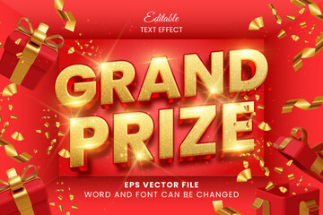 Grand prize golden and red luxury editable text