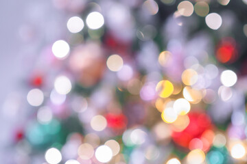 Fototapeta premium Beautiful defocused blurred Christmas tree lights bokeh for Christmas festive background holiday