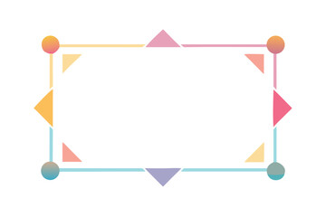 Cute Pastel Geometric Frame with Triangle Corners, Soft Color Memphis Style Border for Baby Shower or Kids Invitation