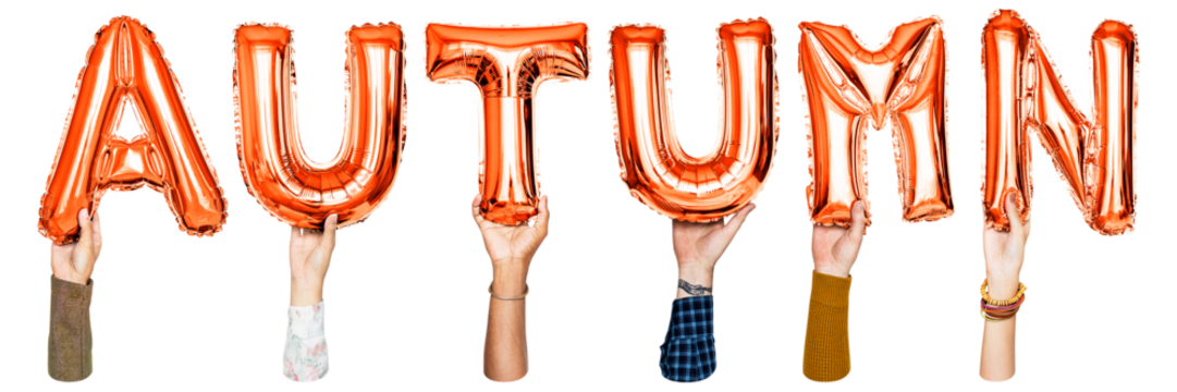 Autumn balloon png word sticker, transparent background - Powered by Adobe