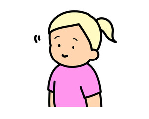 頷く　金髪の女の子