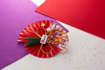 正月飾りと和風の敷物のイメージ