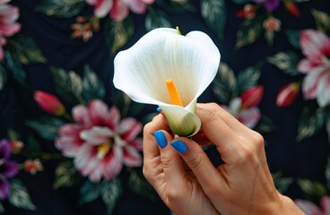 Holding a White Flower