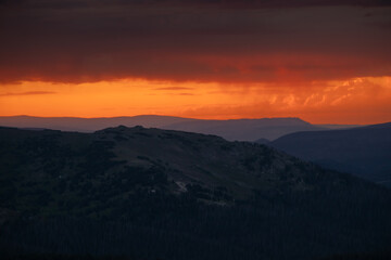 Orange Sunset Over The Never Summer Mountains