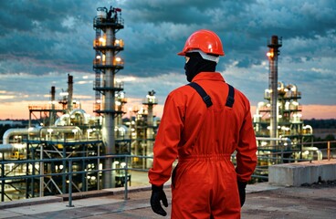 Worker at oil refinery