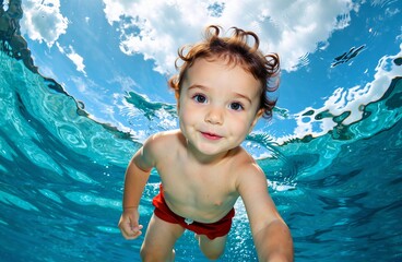 Child swimming underwater