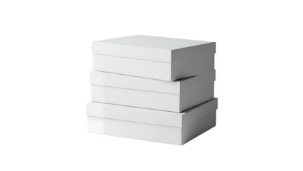 Stack of blank white cardboard boxes and books, ideal storage object for business packaging and dollar gift pile