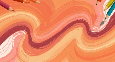 Abstract Swirling Orange and Red Hues with Colored Pencils.