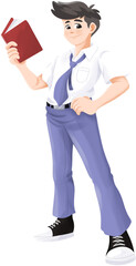Male Student Holding Book Illustration