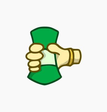 vector design of holding banknotes. stingy or keeping income symbol design