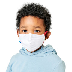 Png boy's face mask mockup in studio