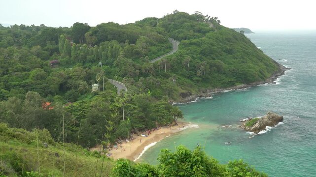 Nai Harn tropical beach turquoise seawater taken from Windmill Viewpoint Phuket Thailand