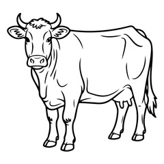 Fototapeta premium Farm Animal Illustration: A simple yet elegant sketch captures a cow in a static pose