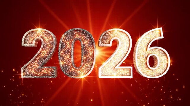 Bright and fiery 2026 numerals glowing, symbolizing new beginnings and future success