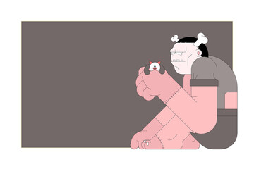 Frankenstein cartoon character png shape badge, transparent background