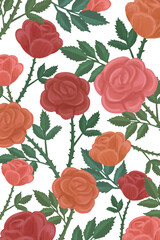 Hand drawn rose pattern transparent png