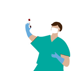 Lab technician with a blood test tube from coronavirus patient character element transparent png
