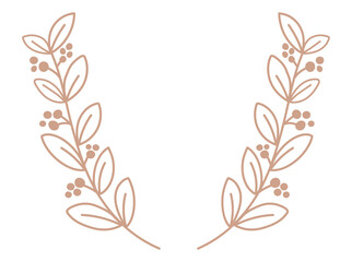 Png laurel watercolor botanical ornament rose gold vintage style