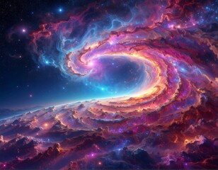 Cosmic swirl of nebula, showcasing a celestial spiral formation
