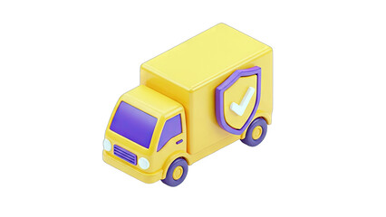 Delivery Truck with Shield Icon - Secure Transportation Concept