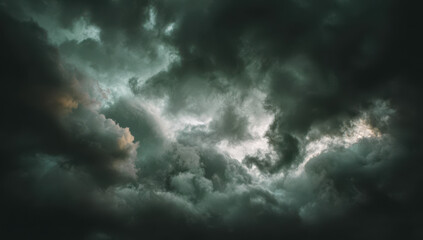 Obraz premium Dramatic Storm Clouds in Azure and Gray Sky with Atmospheric Lighting