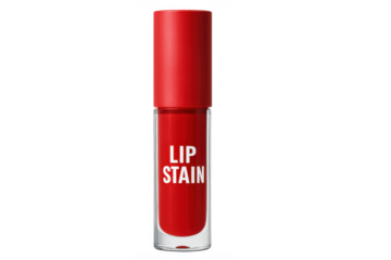 Red lip stain product packaging on transparent background