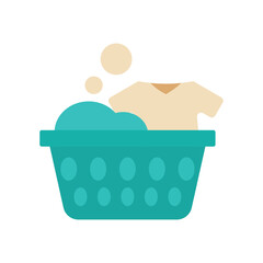 Flat Laundry Basket, Minimal Washing Illustration