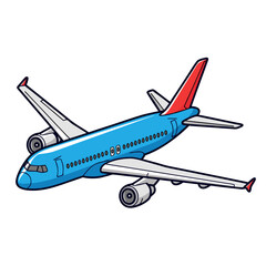 Blue Passenger Jet Airplane Flying Travel Transportation Aviation.