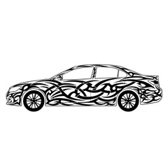 Fototapeta premium Tribal Tattoo Design Sedan Car Graphic Illustration Automotive Art Design