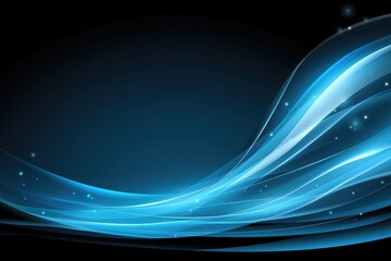 abstract blue background with glowing waves and stars vector template on black for business technology and science themes