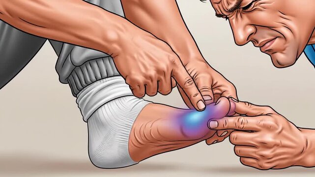 Foot Injury Diagnostics: Painful Examination of a Swollen Ankle and Soreness