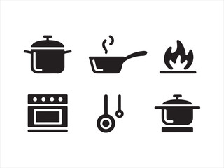 Set of outline icons related to cooking, kitchen. Linear icon collection. Cooking icon set. Outline Icon Collection Vector illustration