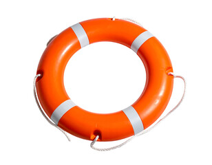 Bright Orange Lifebuoy Ring with White Rope Details