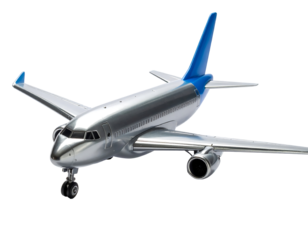Sleek Silver Airplane Model with Blue Tail Fins