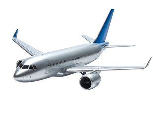 Obraz premium Sleek Metallic Airplane Model with Blue Tail and Fins