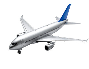 Obraz premium Sleek Metallic Airplane Model with Blue Tail and Fins