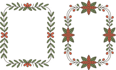 Two decorative floral borders with leaves and berries