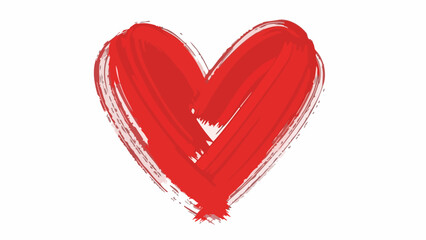 Vibrant Red Heart Brush Stroke Symbolizing Love, Passion, and Romance on White Background
