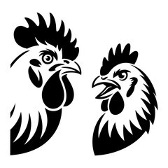 Rooster and Chicken Heads