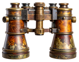 Vintage Brass Binoculars with Scratched Lenses