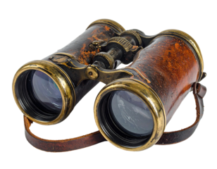 Vintage Worn Binoculars with Tarnished Brass Lenses