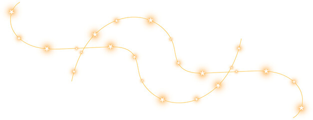 Sparkling star garland Festive golden star garland isolated on transparent background for holiday decor ornament with stars and sparkling dots for holiday banners, invitations and winter decoration
