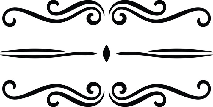 Black ornamental flourishes and dividers on white background