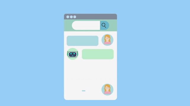 Illustration of a messaging interface showing a conversation between a user and a chatbot, symbolizing digital communication and customer support.