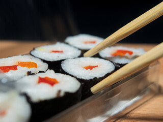Delicious Paprika Hosomaki Sushi Rolls Served Fresh