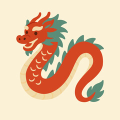 Stylized Red Chinese Dragon Character for Lunar New Year