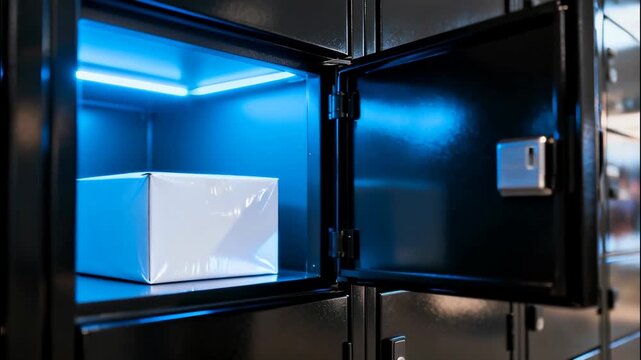 Automated Parcel Lockers with Illuminated Interior and Secure Package Delivery System