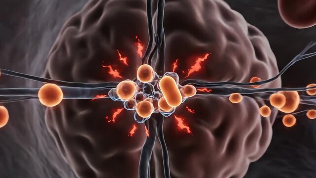 Neural electrical activity calming after paracetamol uptake, excessive firing patterns fading into smooth, rolling currents of light. Synapses glow less intensely, showing reduced sensitivity to pain