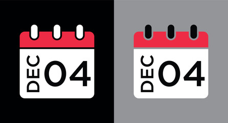calendar - December 4 icon illustration isolated vector sign symbol