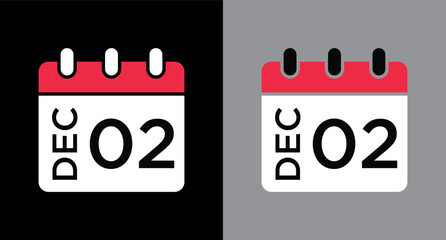 calendar - December 2 icon illustration isolated vector sign symbol